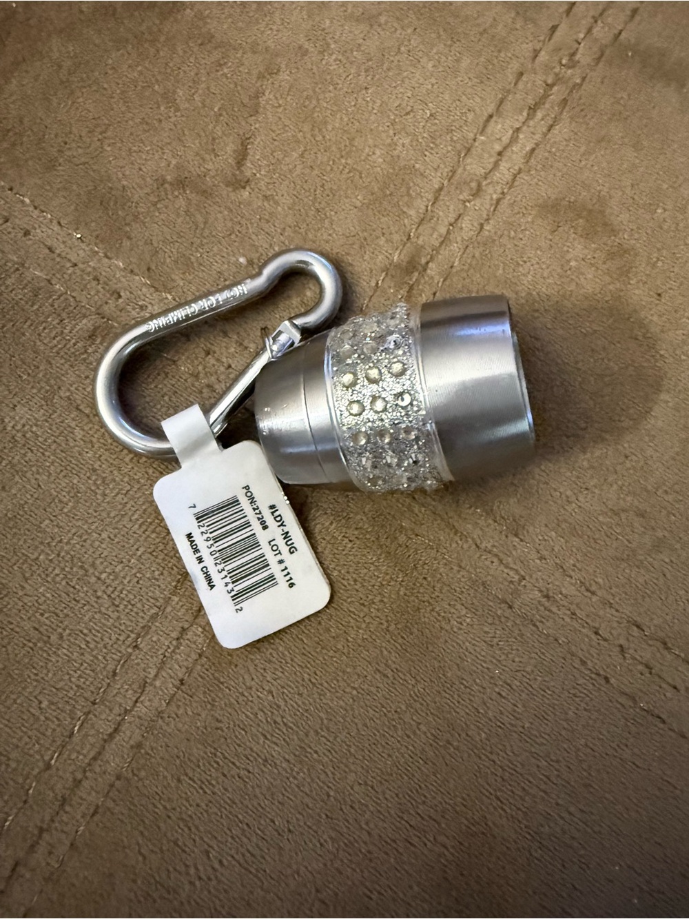 Silver Rhinestone Flashlight Keychain
